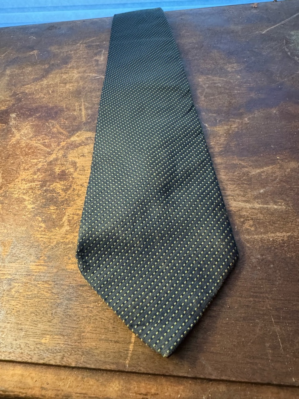 Banana Republic Dark Green Tie with Subtle Yellow Microdots